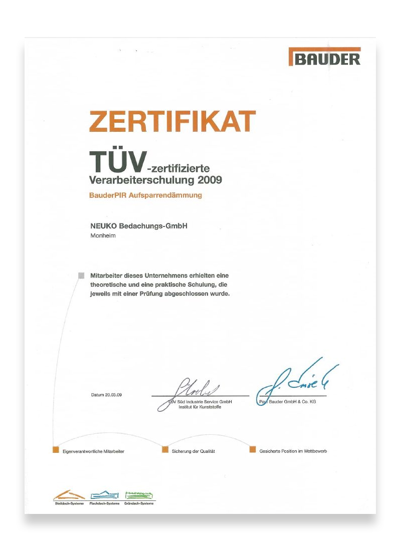 Bauder PIR Aufsparrendämmung