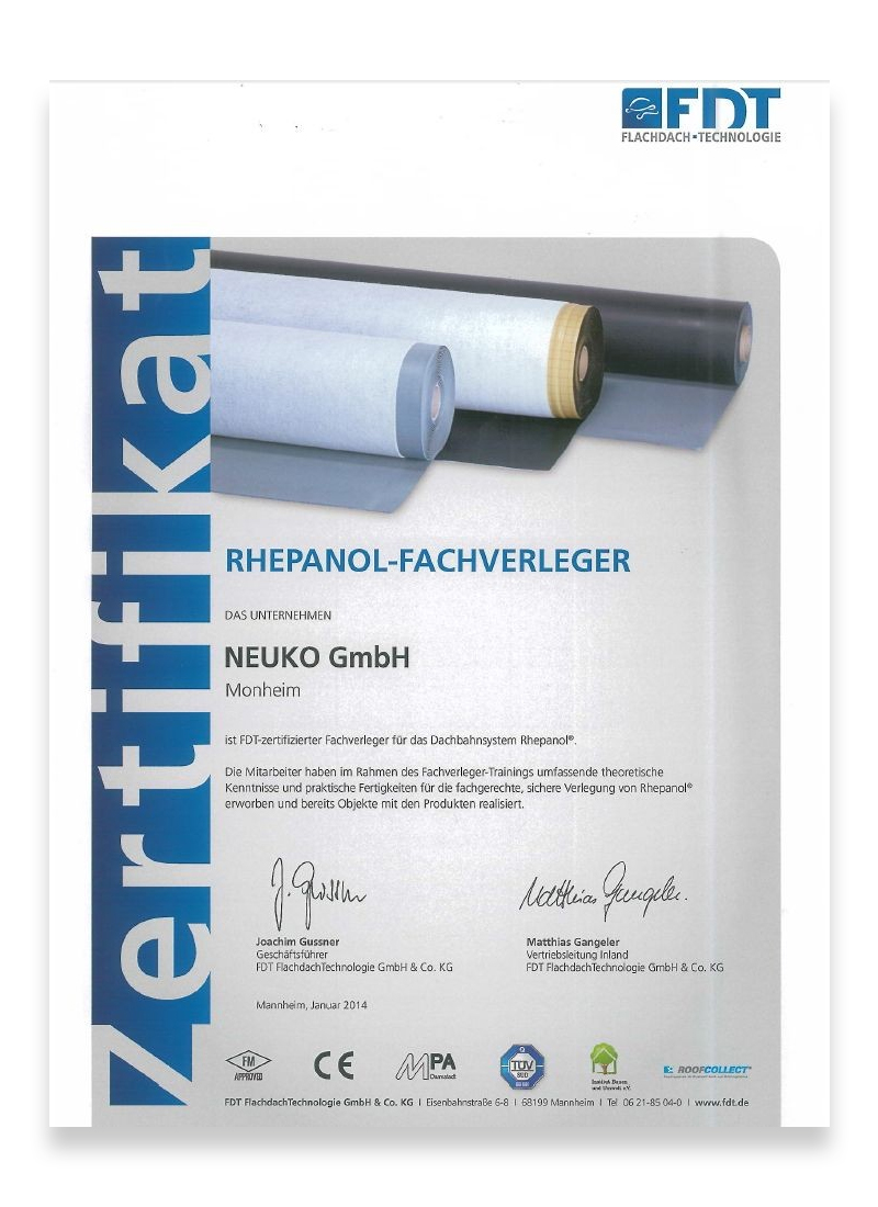 Rhepanol Fachverleger Flachdach